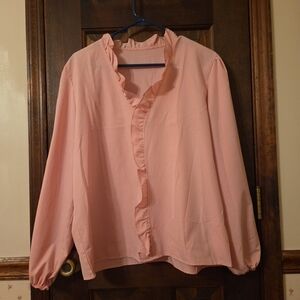 Elegant Pink Ruffle Blouse